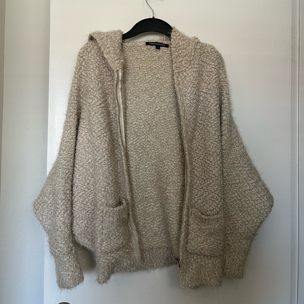 Foreign Exchange fuzz warm winter cute hooded oversized jacket